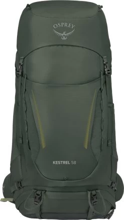 Osprey Kestrel 58 Adventure Trekking Pack -Comprehensive outdoor sports Kestrel58 S23 Front BonsaiGreen10004757copy