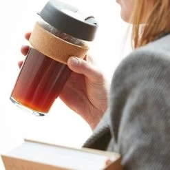 Brew Cork Glass 454ml Reusable Tea/Coffee Cup -Comprehensive outdoor sports t49354